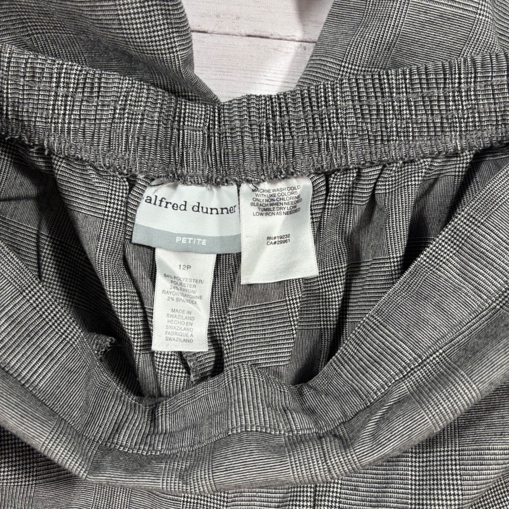 Alfred Dunner Petite Plaid Pants Elastic Waist Wide Leg Casual Comfort Size 12P - Picture 4 of 10
